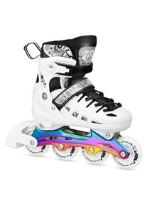 Nils, M&auml;dchen, Rollschuhe, NH10905 4w1 ŁYŻWOROLKI LED BIAŁE Z WYM. PŁOZĄ HOKEJOWĄ RAINBOW ROZM. M(35-38) EXTREME (35, 36, 37, 38), Mehrfarbig, Weiss