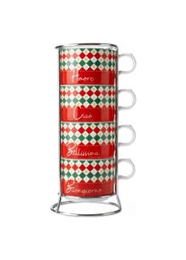 Bialetti Cappuccinotasse Italia Damier, 160 ml, 4 Tassen, Tasse, Mehrfarbig