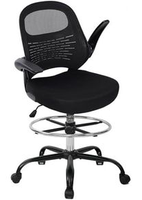 Drafting Chair Tall Office Chair with Flip-Up Armrests Ergonomic Computer Chair with Lumbar Support Adjustable Footrest