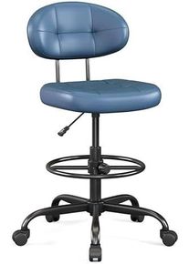 Drafting Chair Without Arms, Tall Office Chair with Footrest Ring for Standing Desk, Small Faux Leather Executive Chair