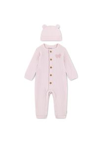 Neugeborenen-Geschenkset HUGGIES BABYWEAR "HUGB COVERALL ATTACHMENT", M&auml;dchen, Gr. 5 (12M/80), primrose pink, Jersey, Obermaterial: 58% Baumwolle, 27% Polyester, 15% Viskose. Obermaterial 2: 100% Baumwolle, KOB Set-Artikel Neugeborenen-Geschenkset, mit passendem M&uuml;tzchen
