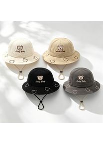 2026 Cute Cartoon Bear Baby Bucket Hat Summer Outdoor Baby Boys Girls Fisherman Hats Solid Color Infant Toddler Basin Cap