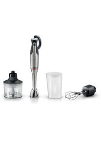 Bosch Stabmixer "ErgoMaster Serie 8, MSM8M934, Doppelschneebesen, Becher, Zerkleinerer", stainless steel, B:6cm H:39,7cm T:7,8cm, Mixer, 6 Klingen Edelstahl, Spiralkabel, Keramikkupplung, luftgek&uuml;hlter Motor, Stabmixer
