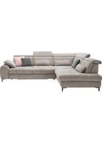 Ecksofa, beige (famosa stone), SET ONE BY Musterring, Sofas, B/H/T: 317cm x 86cm x 220cm, Flachgewebe, Armlehne links, Sitztiefenverstellung,Kopfteilverstellung,Bettfunktion,Schubkasten, 100% Polyester, Ecksofa, Kaltschaumpolsterung, Flachgewebe, whlw. mit Funktionen, Sitzh&ouml;he 49, B:317cm H:86cm T:220cm
