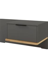 Nachtschrank Musterring "Isabelle", grau (graphit, dekor), B:90cm H:43cm T:47cm, Holzwerkstoff, Schr&auml;nke, Nachtschrank, verschiedene Farben, Unterboden in Eiche, Ma&szlig;e B50/90 x H43 x T47 cm
