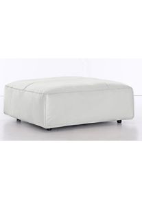 Hocker Musterring "LUCIA", wei&szlig; (snow bax), B:120cm H:43cm T:120cm, Flachgewebe VALMONT (60% Baumwolle/40% Leinen);Leder PURO, pigmentiertes Leder;Microfaser CRONA (100% Polyester);Flachgewebe FLORIS (100% Polyester);Leder BAX, pigmentiertes Leder, Hocker, Hocker