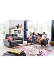 Polstergarnitur Home Affaire "Mailand", grau, H:103cm T:89cm, 100% Polyester, Sitzm&ouml;bel-Sets, Polstergarnitur, Set: 3-Sitzer, 2-Sitzer und Sessel, wahlweise mit Move-Funktion