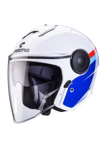 CABERG, Motorradhelm Zubeh&ouml;r, Promotion Jet Offener Facehelm Mit Visier Modell Soho Zephyr Farbe Weiss/Blau/Rot Gr&ouml;sse S