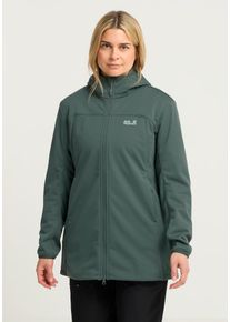 Softshellmantel Jack Wolfskin "WINDHAIN 2 COAT W", Damen, Gr. XS (34), gr&uuml;n (sagopalm), Obermaterial: 100% Polyester. Futter: 100% Polyester, M&auml;ntel Softshellmantel, Softshellmantel mit Kapuze, winddicht, wasserabweisend