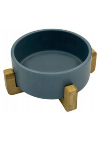 Mr. Pretzel Keramiknapf f&uuml;r Hunde auf Holzst&auml;nder 16 cm (40 cl), Futternapf