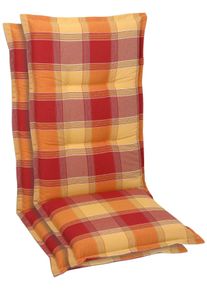 Hochlehnerauflage GO-DE "TOPSELLER", bunt (gelb, rot, terracotta), B:120cm H:7cm T:50cm, Obermaterial: 65% Baumwolle, 35% Polyester, Polsterauflagen, Hochlehnerauflage, 50 cm x 7 cm x 120 cm