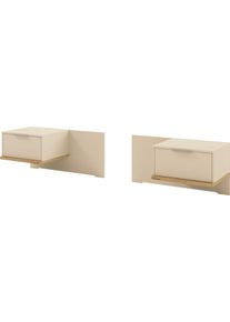 Nachtschrank Musterring "Isabelle", beige (champagner, dekor), B:90cm H:43cm T:47cm, Holzwerkstoff, Schr&auml;nke, Nachtschrank, Set bestehend aus 2 Konsolen, Unterboden in Eiche, B90 x H43 x T47 cm
