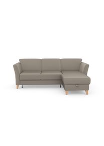 Sit & More Ecksofa SIT & MORE "Visby L-Form", braun (latte), B:248cm H:87cm T:162cm, Sofas, Ecksofa, Wahlweise mit Schlaffunktion und Bettkasten, frei im Raum stellbar