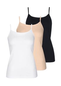Achseltop LISCA "3er Pack Damen Tr&auml;gerhemd Kaia", Damen, Gr. L, N-Gr, bunt (schwarz, nude, wei&szlig;), Obermaterial: 90% Baumwolle CO. 10% Elasthan EL., Unterhemden Achseltop