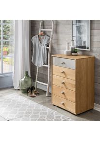 Schubkastenkommode Wiemann "Kiruna", braun (eiche teilmassiv, eiche teilmassiv, champagnerglas), B:60cm H:86cm T:43cm, Floatglas, Holz teilmassiv, Sideboards, Schubkastenkommode, vormontiert