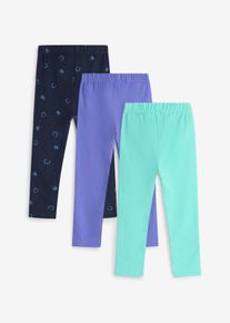 Leggings av stretchig mix med ekologisk bomull (3-pack) - bl&aring; - storlek 116 - bonprix