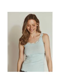 rosemunde, Damen, Spitzentop &raquo;Babette Silk Top mit Seide&laquo; Vintage-Spitzenbesatz, mit Rundhalsausschnitt, hoher Seidenanteil, nantucket blue, L, Damen 