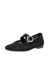 Remonte, Damen, Riemchenballerina Loafer, Sommerschuh mit Glitzersteine und Klettverschluss, schwarz, 40, Ballerina mit luftigen Lochungen und mit 
