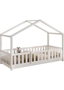 Hausbett Vipack "Dallas, Massivholzbett mit Dachaufbau umbaubar vom Boden- zum Daybett", kiefer wei&szlig;, kiefer wei&szlig;, kiefer wei&szlig;, Liegefl&auml;che L&auml;nge B: 200cm x 90cm, H&ouml;he Bett: 170cm H&ouml;he Bettseite: 29cm H&ouml;he Liegefl&auml;che: 29, ohne Matratze, Betten, Hausbett, mit Bettschublade, wahlweise Kiefer massiv natur oder wei&szlig;