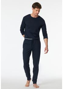 Pyjamahose Schiesser "Mix+Relax", Herren, Gr. 52, N-Gr, 804, nachtblau, Single Jersey, Obermaterial: 100% Baumwolle, lang, Hosen Pyjamahose, Reine Baumwolle, seitliche Taschen, Bindeband