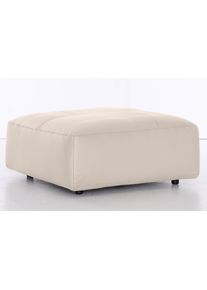 Hocker Musterring "LUCIA", beige (beige bax), B:100cm H:43cm T:100cm, Flachgewebe VALMONT (60% Baumwolle/40% Leinen);Leder PURO, pigmentiertes Leder;Microfaser CRONA (100% Polyester);Flachgewebe FLORIS (100% Polyester);Leder BAX, pigmentiertes Leder, Hocker, Hocker