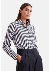 Hemdbluse Seidensticker, Damen, Gr. 4XL (48), blau, 93% Polyester, 7% Elasthan, gestreift, regular fit, ohne Ausschnitt, Blusen Hemdbluse, 1/1 Kragen Gestreift