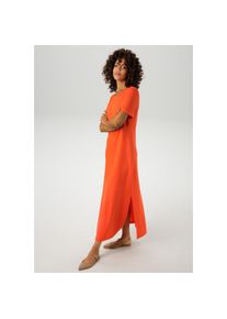 Aniston CASUAL, Damen, Maxikleid mit Seitenschlitzen, orange, 48 - N-Gr, Kleid aus elastischer Jersey-Qualit&auml;t