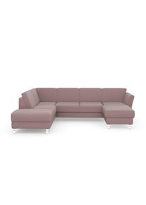 Sit & More Wohnlandschaft SIT & MORE "Visby U-Form", rosa (altrosa), B:303cm H:87cm T:213cm, Sofas, Wohnlandschaft, Wahlweise mit Schlaffunktion und Stauraum, frei im Raum stellbar