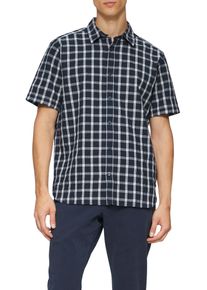 Kurzarmhemd s.Oliver, Herren, Gr. XL, N-Gr, blau (blau check), Web, Obermaterial: 100% Baumwolle, kariert, regular fit taillenbedeckt, Hemden Kurzarmhemd, mit Waschung