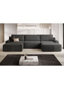 Wohnlandschaft Trendmanufaktur "Challenge, Schlafsofa mit Bettkasten, Couch in U-Form, Breite 333 cm", schwarz, B:333cm H:98cm T:168cm, 100% Polyester, Sofas, Wohnlandschaft, XXL Sofa mit Bettkasten & Schlaffunktion, auch in trendigem Cordstoff