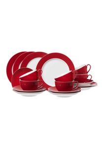 Ritzenhoff & Breker Geschirr-Set RITZENHOFF & BREKER "Kaffeeservice Doppio 18er Set rot", rot, 18, Porzellan, Geschirr-Sets, Geschirr-Set, Sp&uuml;lmaschinengeeignet, Mikrowellengeeignet