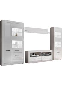 Home Affaire, Wohnwand &raquo;Bianco, moderne Anbauwand, Komplettset, Wohnzimmer-Set&laquo; Set, 4 Stk. tlg., Wei&szlig; matt/Wei&szlig; MDF Hochglanz,