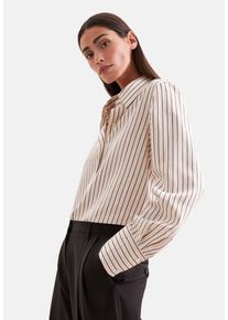 Hemdbluse Seidensticker, Damen, Gr. 3XL (46), wei&szlig; (beige), 85% Viskose, 15% Polyamid, gestreift, regular fit, ohne Ausschnitt, Blusen Hemdbluse, 1/1 Kragen Gestreift