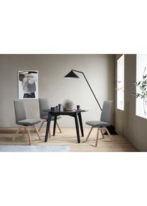 Polsterstuhl stressless "Laurel", grau (wild dove batick, eiche gekalkt), B:49cm H:105cm T:60cm, Leder BATICK: BATICK ist ein leicht korrigiertes, durchgef&auml;rbtes und genarbtes M&ouml;belleder, bei dem die meisten Unebenheiten und Spuren in der Regel entfernt wurden., St&uuml;hle, Polsterstuhl, High Back, Gr&ouml;&szlig;e L, mit schr&auml;ggestellten Beinen in Eiche gekalkt
