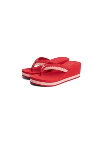 Tommy Hilfiger, Damen, Dianette &raquo;TH WEDGE CROCHET SUMMER SANDAL&laquo; Sommerschuh, Zehentrenner in sommerlicher H&auml;keloptik, rot, 41, Zehentrenner mit 
