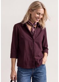 Hemdbluse Street One, Damen, Gr. 44, rustic rouge, Web, Obermaterial: 100% Baumwolle, unifarben, normal h&uuml;ftbedeckend, Rundhals, abgesteppte Kante, Blusen Hemdbluse, 3/4-Arm-Hemdbluse mit Cordmix