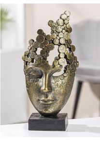 Dekofigur CASABLANCA BY GILDE "Skulptur "Female Mask", braun (bronzefarben), B:15cm H:31,5cm T:10cm, Kunstharz, Dekofiguren, Dekofigur