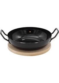 Kr&uuml;ger Grillpfanne KR&Uuml;GER, schwarz, B:24cm H:5,2cm L:28cm &Oslash;:24cm, Pfannen, Grillpfanne, &Oslash; 24 cm, inkl. Holzteller, Induktion
