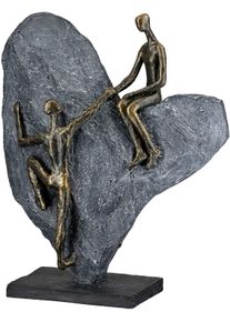 Dekoobjekt CASABLANCA BY GILDE "Skulptur Herz Heart of stone bronzefarben; grau H. 29,7 cm", grau (bronzefarben, grau), B:9,7cm H:29,7cm T:23,8cm, Kunstharz, Dekofiguren, Dekoobjekt