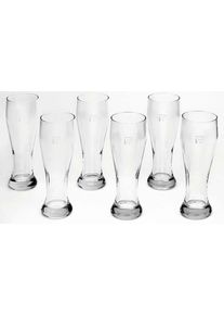 Bierglas Van Well "Weizenbierglas", transparent, B:8cm H:23,5cm &Oslash;:8cm, Glas, Trinkgef&auml;&szlig;e, Bierglas, 0,5 L, geeicht, sp&uuml;lmaschinenfest, Gastronomiequalit&auml;t, 6-tlg.