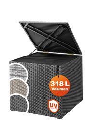 Casaria Gartenbox Polyrattan 318L Schwarz mit Innenverkleidung wetterfest