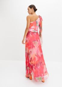 bonprix Sukienka one-shoulder z plisowaną częścią sp&oacute;dnicową z tiulu, r&oacute;żowy, 40