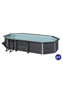 GRE Pool-Set, Grau, Holzwerkstoff, 386x124x664 cm, Freizeit & Co, Pools & Wasserspa&szlig;, Pools, Aufstellpools