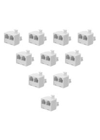 10Pcs Phone Line Splitter Dual Port Rj11 6p4c Telephone Jack Adapter 1 Male to 2 Female for Landline Fax Modem