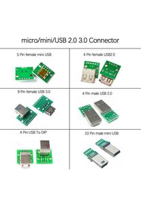2Pcs 4/5/9/10 Pin USB3.0 PCB Converter Adapter Breakout Board DIY USB Mini USB 2.0 Male Female USB With Test Board Connector