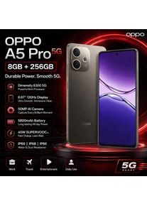 2026 new OPPO A5 Pro 5G 8GB+256GB Smartphone, Dimensity 6300, 6.67'' 120Hz Display, 50MP AI Camera, 5800mAh, 45W SUPERVOOC, IP69