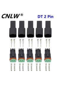 Black 5 Sets 2 Pin/Way DJ3021Y-1.6-11/21 DT Connectors DT04-2P/DT06-2S Automobile Waterproof Wire Electrical Connector Plug