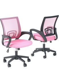 Pink Ergonomic Mesh Office Chair Set of 2 - Lumbar Support, Adjustable, Swivel, Comfortable for Home, Office, Study, Gaming