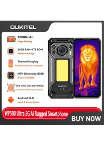 OUKITEL WP500 Ultra Rugged Smartphone AI Thermal Imaging Camera Privacy Button Dimensity 8300 108MP 10000mAh 36GB 1TB IP68