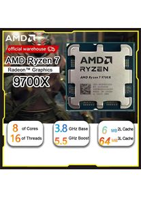 AMD Unlocked Overclockable Processor Ryzen 7 9700X 8 Core 16 Thread 5.5GHz AM5 Gaming PC Loose Chip